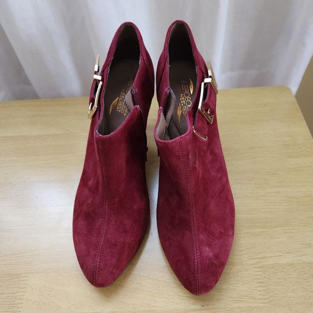 Aerosoles Booties, Suede Leather Upper, Burgundy, Size 10, 3 in heel, New